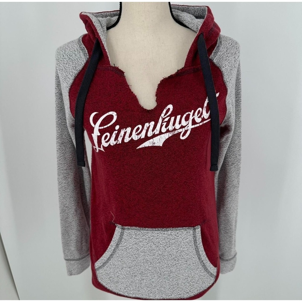 Leinenkugel's Beer Pullover Hoodie WOMENS Gray Burgundy Camp David SIZE SMALL